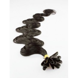 Vlasy evropského typu k prodlužování keratinem 60cm vlnité - přírodní černé