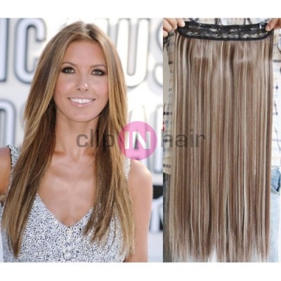 Clip in REMY vlasový pás 63cm rovný – světlý melír