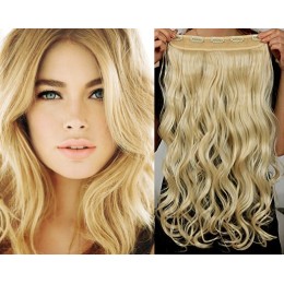 Clip in REMY vlasový pás 63cm vlnitý – nejsvětlejší blond