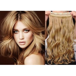 Clip in REMY vlasový pás 63cm vlnitý – přírodní / světlejší blond