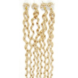 Vlasy pro metodu Micro Ring / Easy Loop / Easy Ring 50cm kudrnaté – nejsvětlejší blond