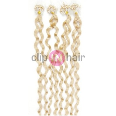 Vlasy pro metodu Micro Ring / Easy Loop / Easy Ring 60cm kudrnaté – platina